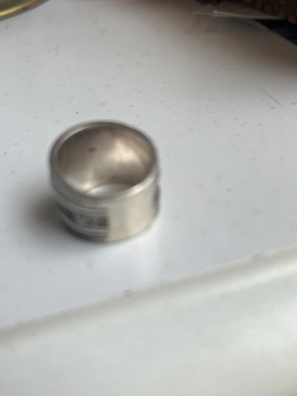 Sterling-Style Wide Ornate Silver Band Ring - Silver
